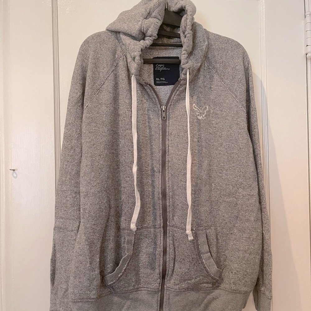 American Eagle Embroidered Zip Up Hoodie